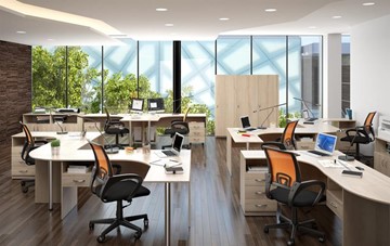 Комплект офисной мебели SIMPLE с эргономичными столами и тумбами в Радужном - предосмотр 3